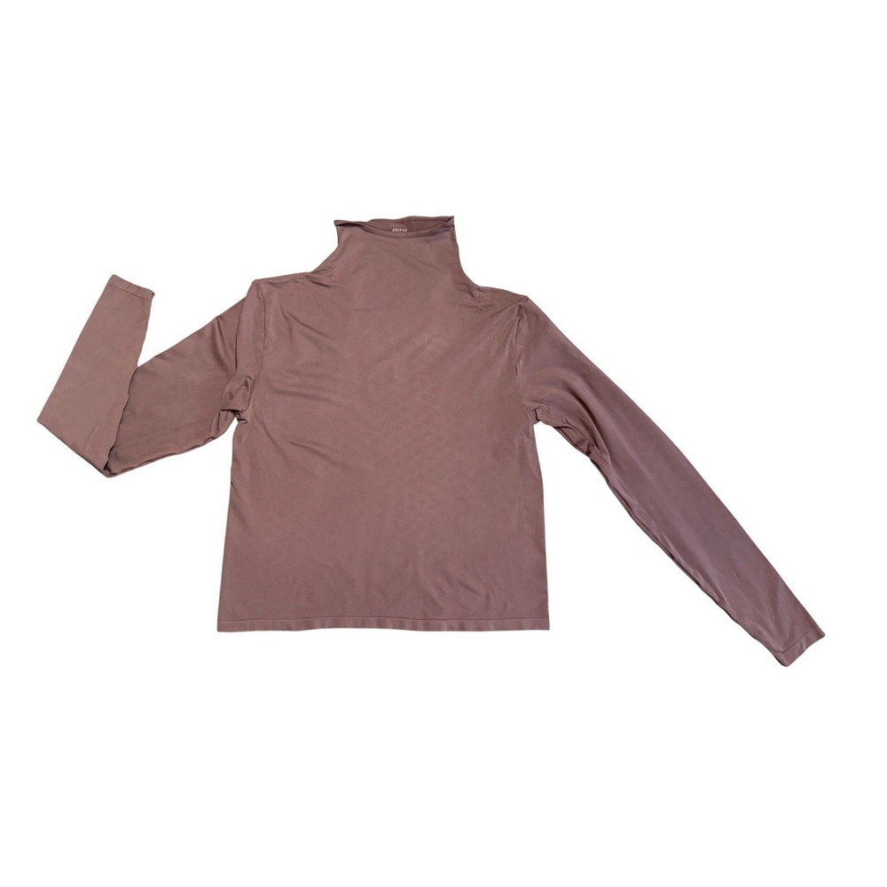 SKIMS Essential Mock Neck Long Sleeve Top Cocoa Brown Plus Size 4X Stretch Base